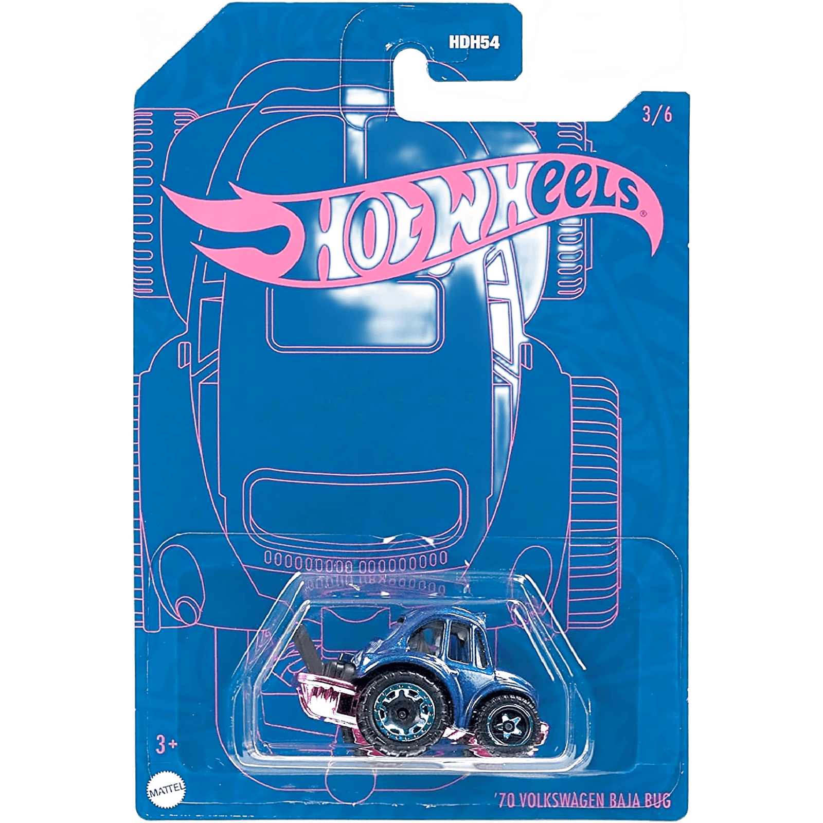 Mainline 1970 Blue and Pink Volkswagen Baja Bug