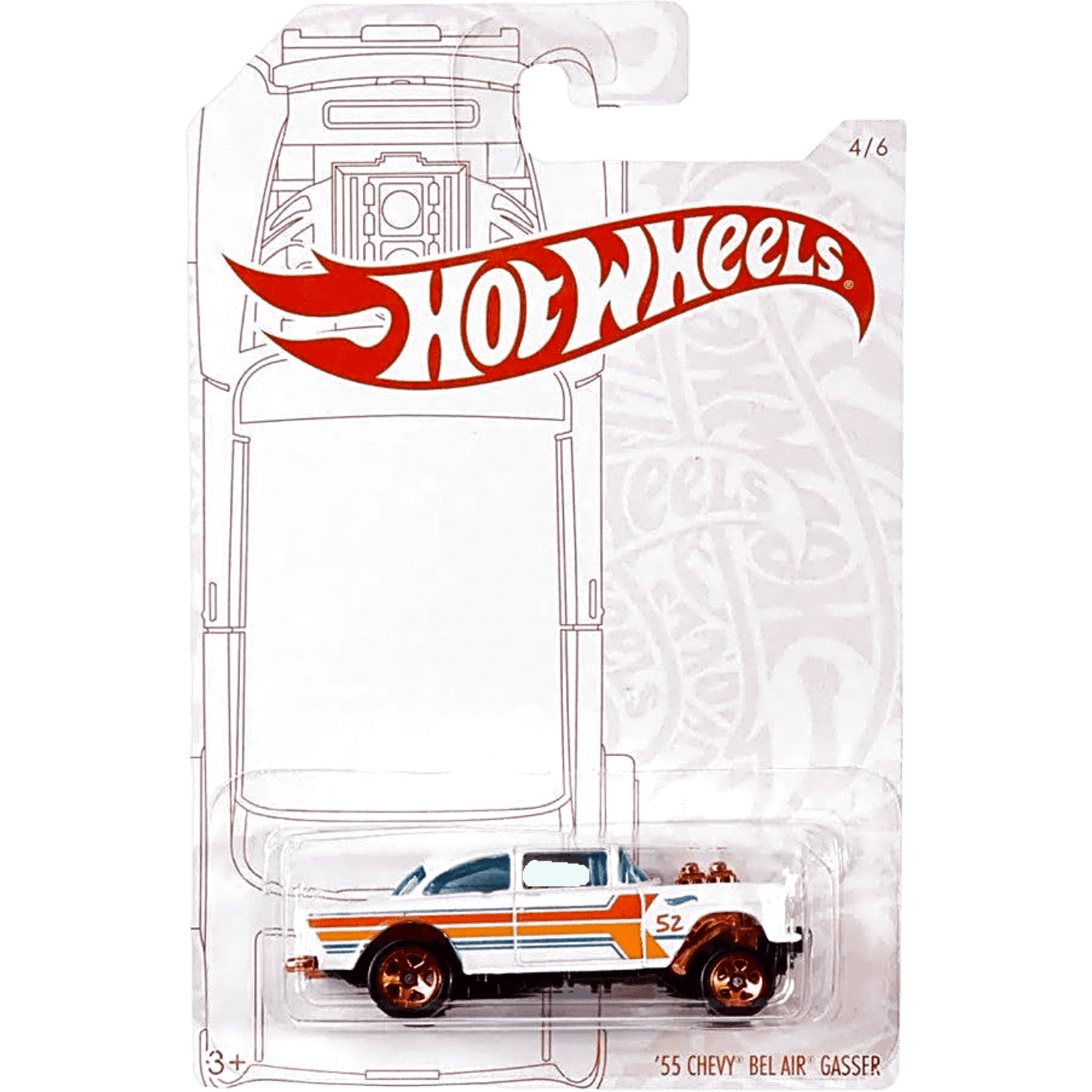 Mainline 1955 Pearl and Chrome Chevy Bel Air Gasser
